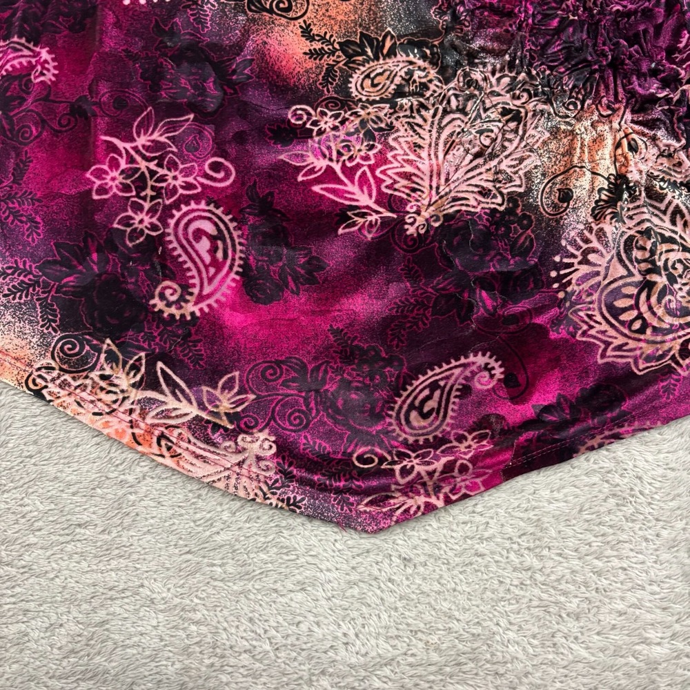 VTG Only Nine Womens Ruched Velvet Burnout Blouse PL Multicolor‎ Y2K Whimsigoth - Picture 4 of 15